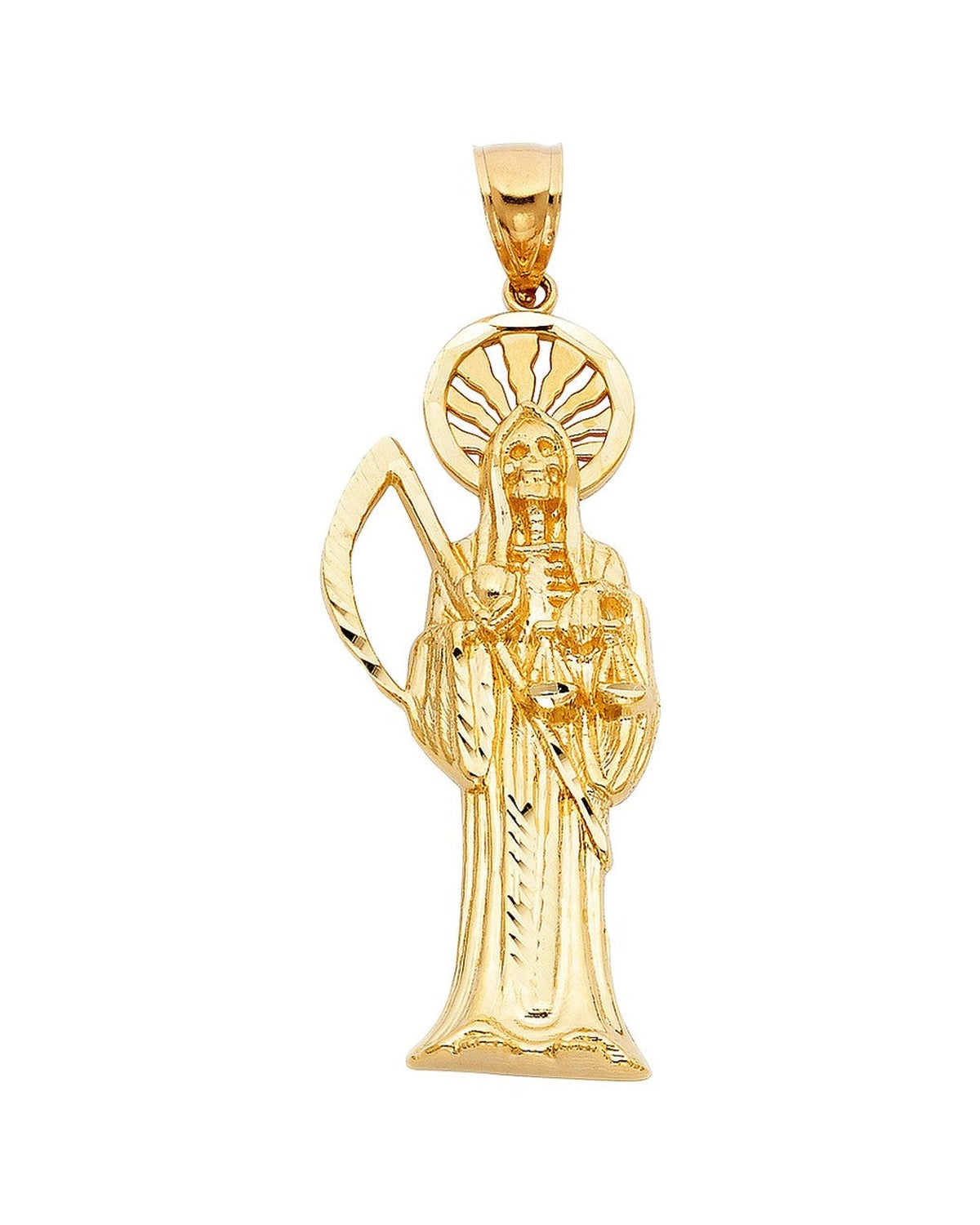 14K Yellow Gold Santa Muerte Pendant (PT-1156)