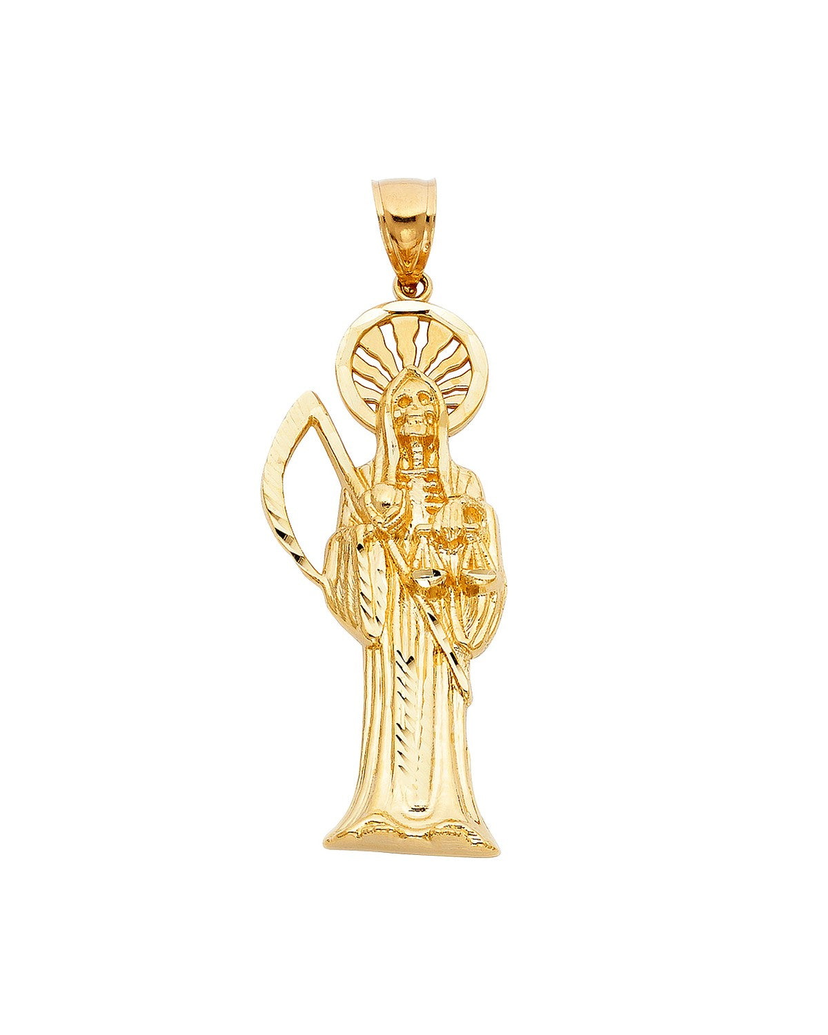 14K Yellow Gold Santa Muerte Pendant (PT-1156)