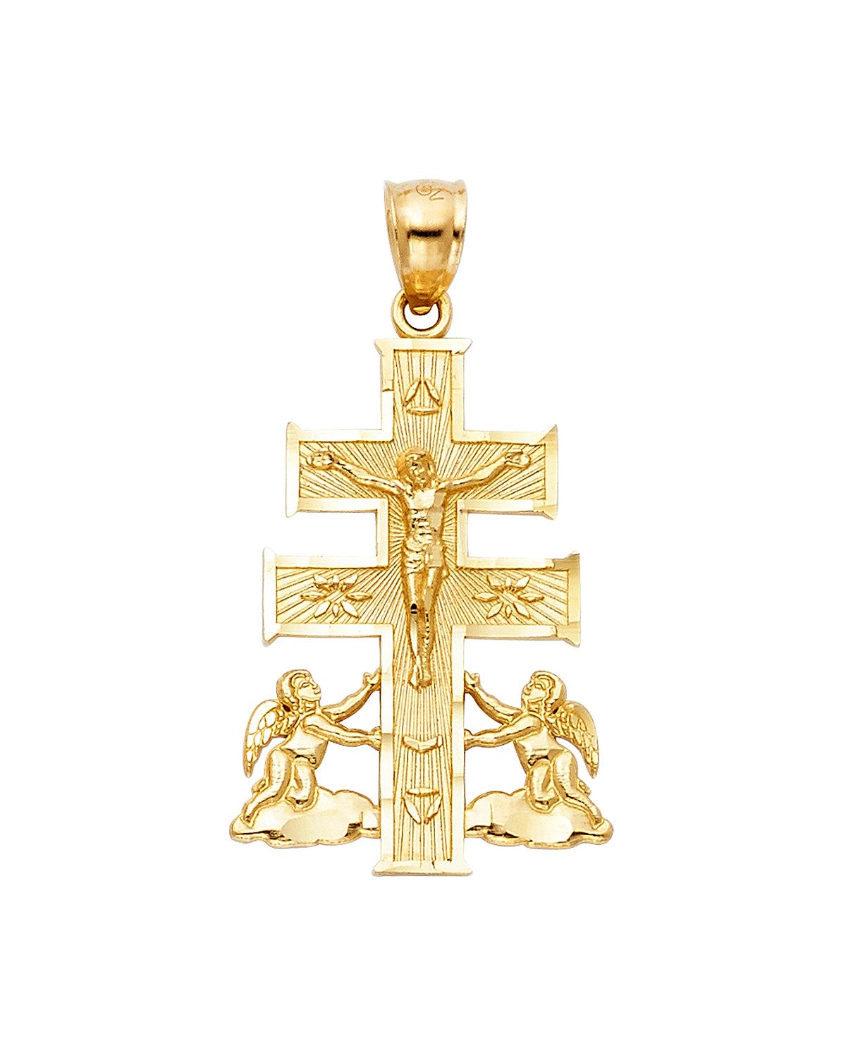 14K Yellow Gold Cross of Caravaca Pendant (PT-1173)