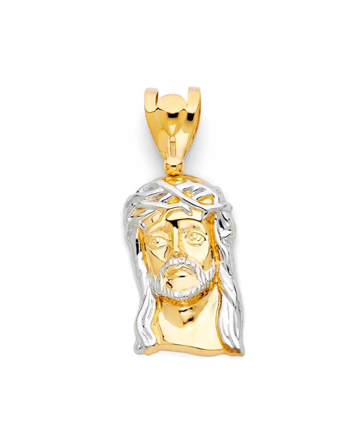 14K Two-Tone Gold 2T Jesus Christ Head Pendant (PT-1178)