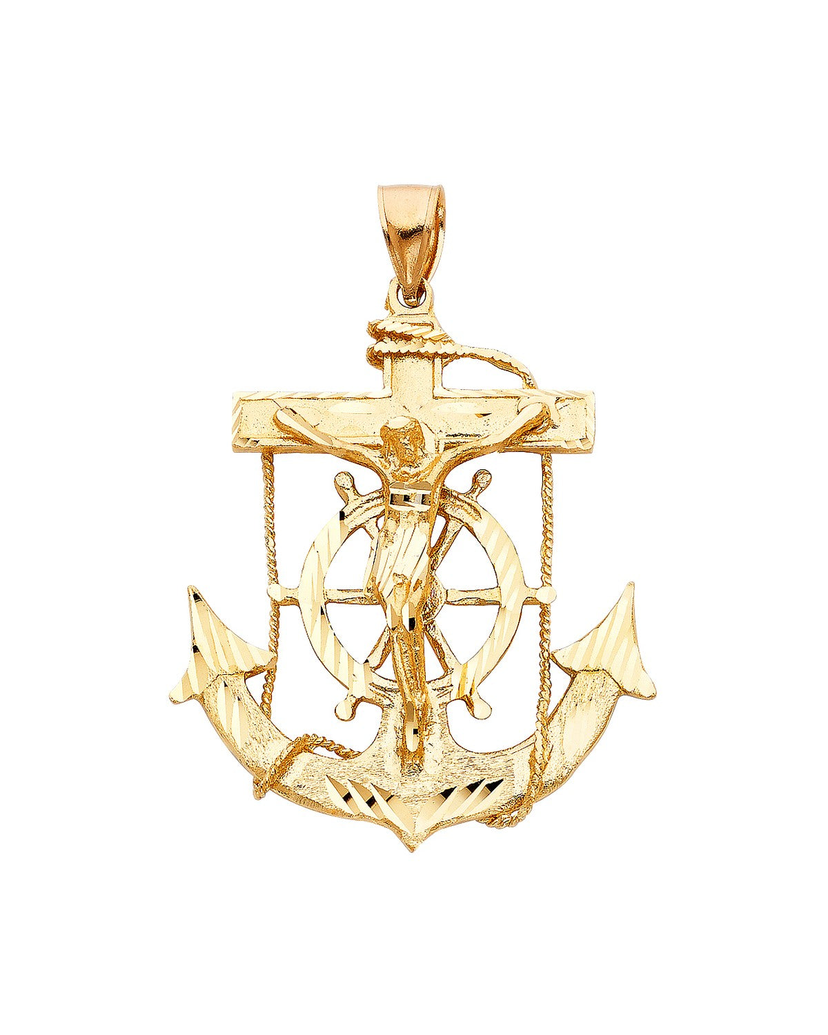 14K Yellow Gold Mariner Crucufix Pendant (PT-1220)