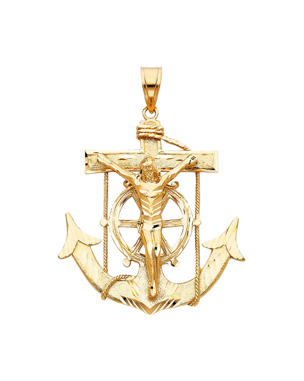 14K Yellow Gold Mariner Crucufix Pendant (PT-1221)