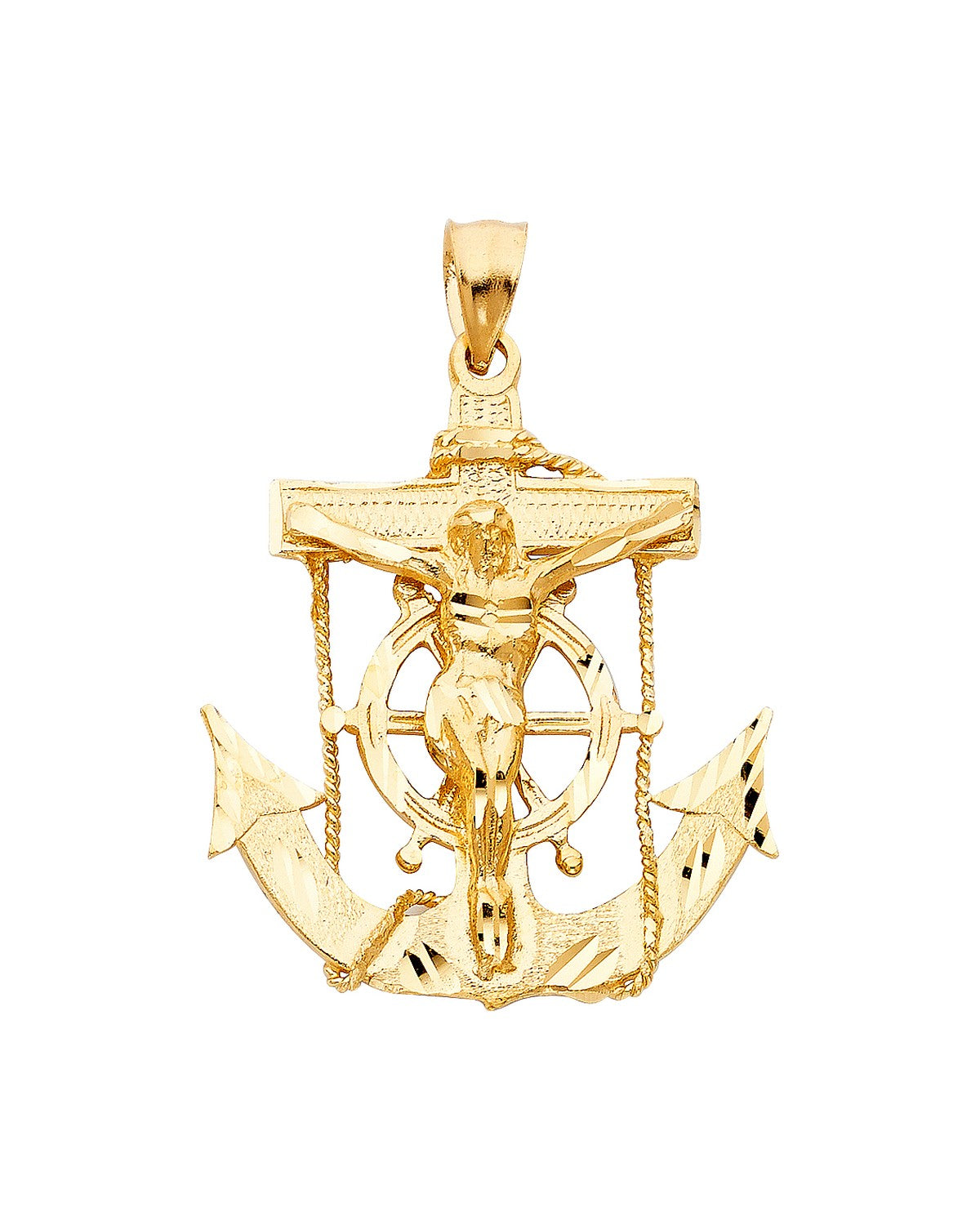 14K Yellow Gold Mariner Crucufix Pendant (PT-1222)