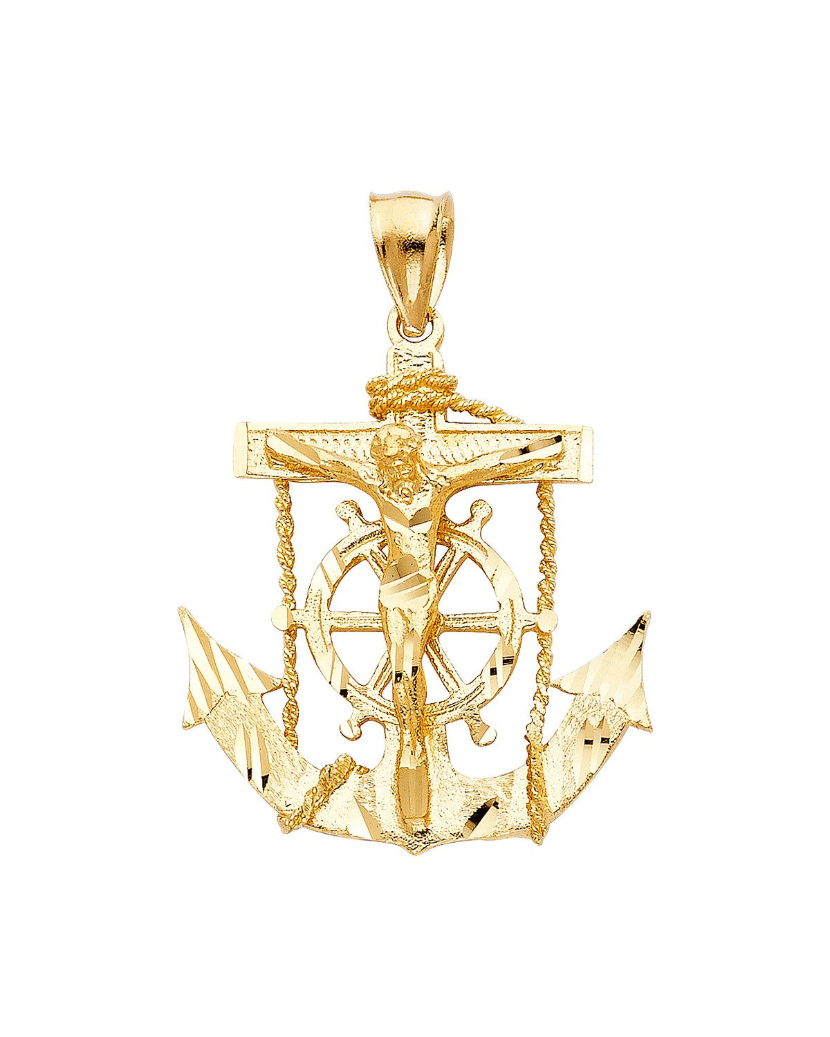 14K Yellow Gold Mariner Crucufix Pendant (PT-1223)
