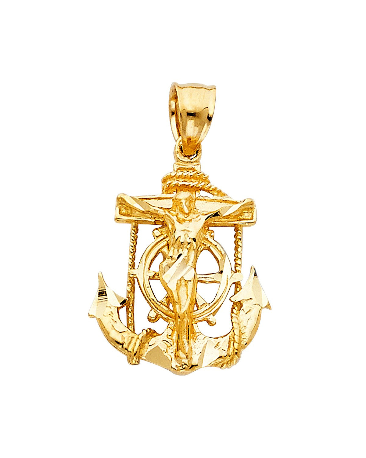 14K Yellow Gold Mariner Crucufix Pendant (PT-1227)