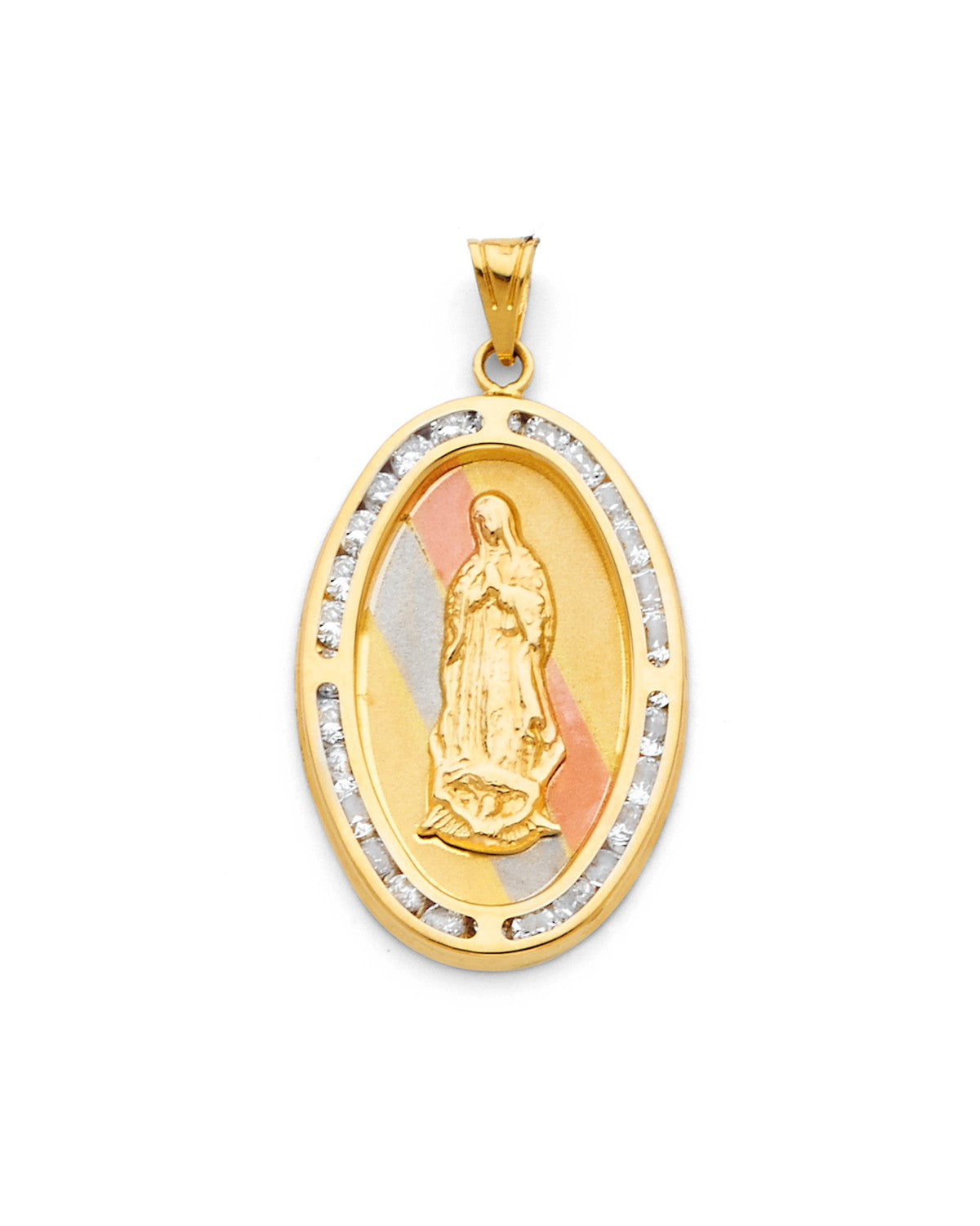 14K Tri-Color Gold 3C Guadalupe CZ Pendant (PT-1301)