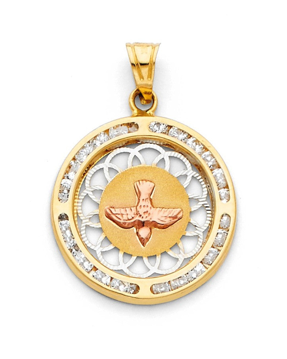 14K Tri-Color Gold 3C Spirit Saint CZ Pendant (PT-1308)