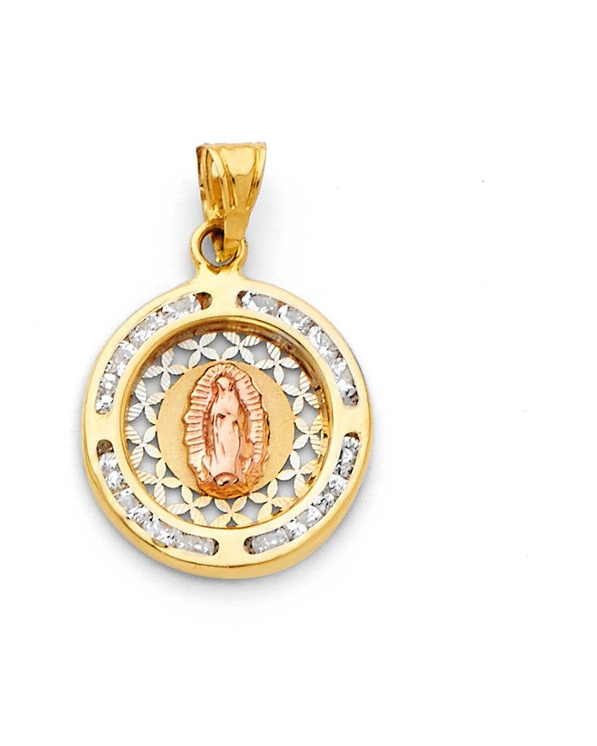 14K Tri-Color Gold 3C Guadalupe CZ Pendant (PT-1311)