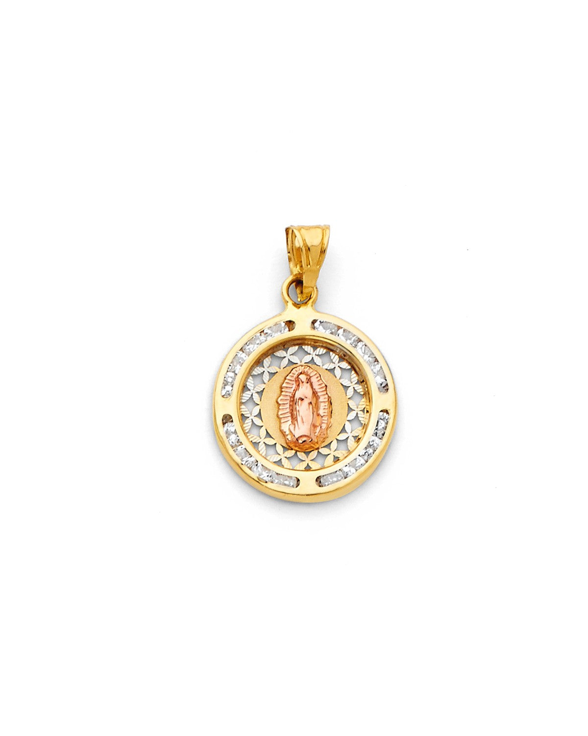 14K Tri-Color Gold 3C Guadalupe CZ Pendant (PT-1311)