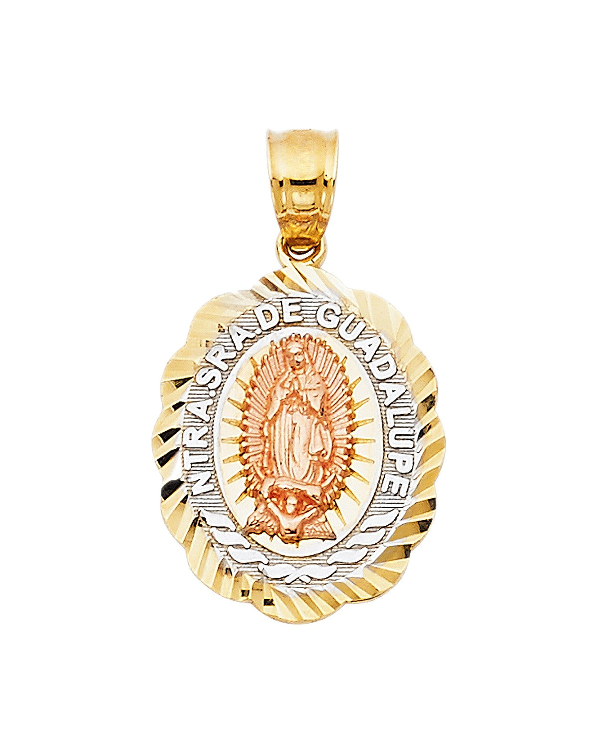 14K Tri-Color Gold 3C Our Lady of Guadalupe Pendant (PT-1364)