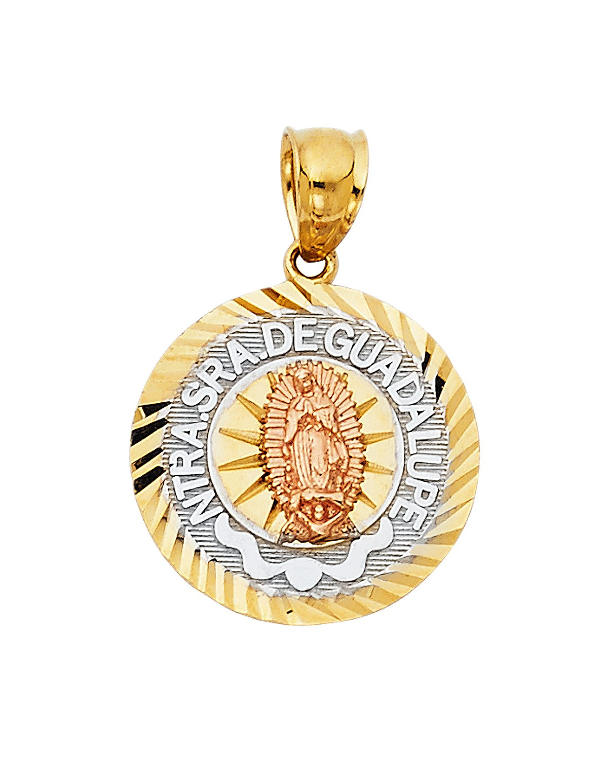 14K Tri-Color Gold 3C Our Lady of Guadalupe Pendant (PT-1367)