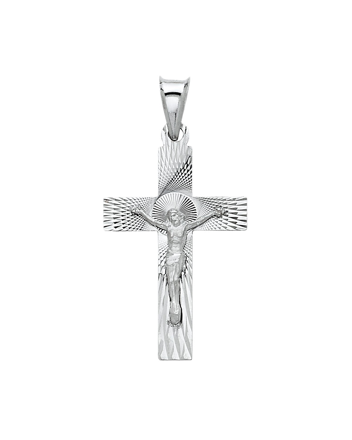 14K White Gold Crucufix Stamp Pendant (PT-1431)