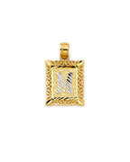 14K Yellow Gold 2T Initial Square Pendant (PT-2051)