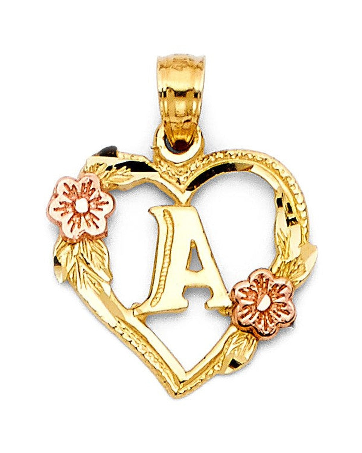 14K Yellow Gold 2T Initial Heart Pendant (PT-2052)