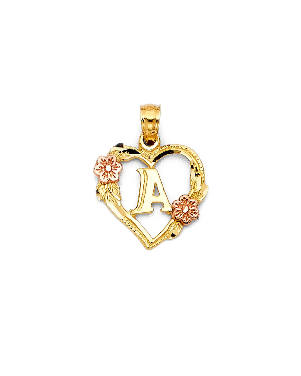 14K Yellow Gold 2T Initial Heart Pendant (PT-2052)