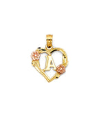 14K Yellow Gold 2T Initial Heart Pendant (PT-2052)