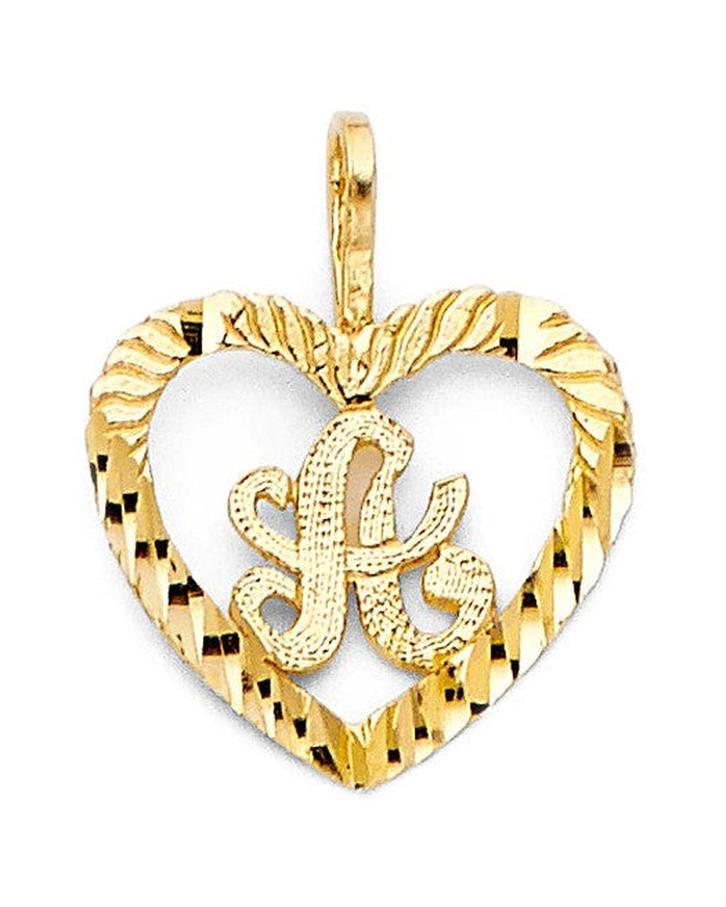 14K Yellow Gold Initial Heart Pendant (PT-2054)