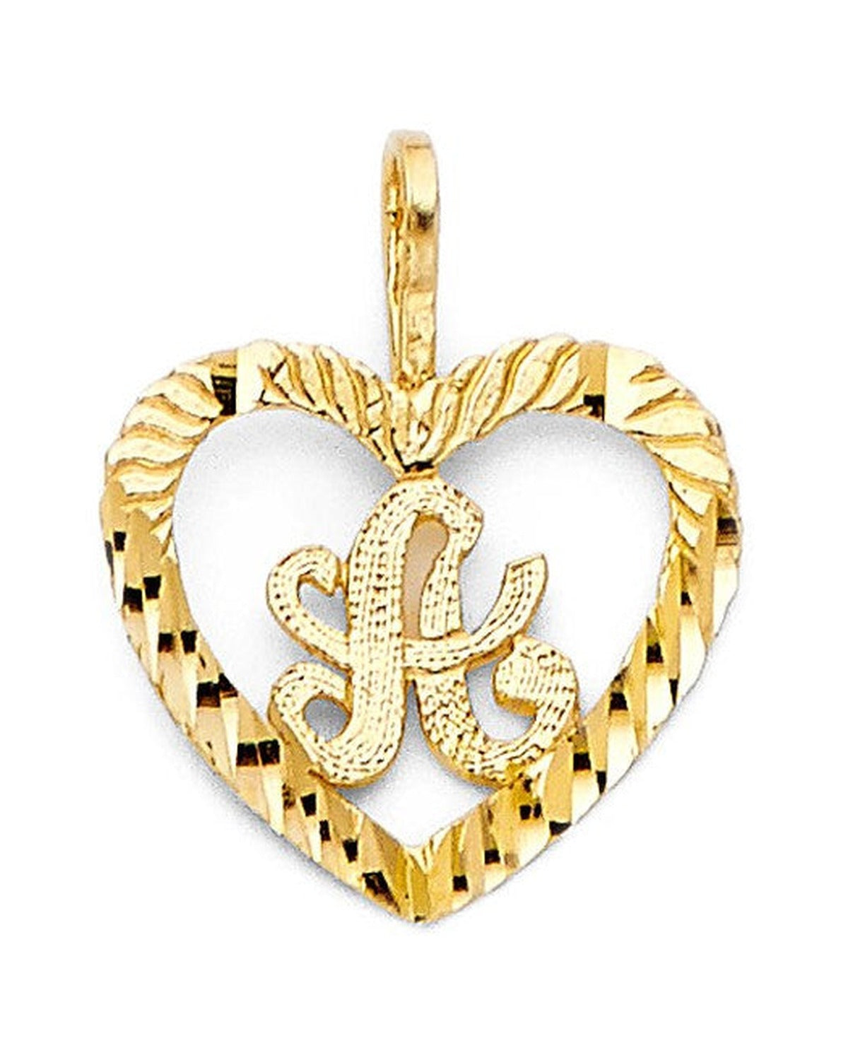 14K Yellow Gold Initial Heart Pendant (PT-2054)