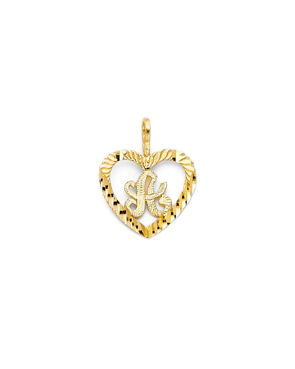 14K Yellow Gold Initial Heart Pendant (PT-2054)