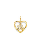 14K Yellow Gold Initial Heart Pendant (PT-2054)