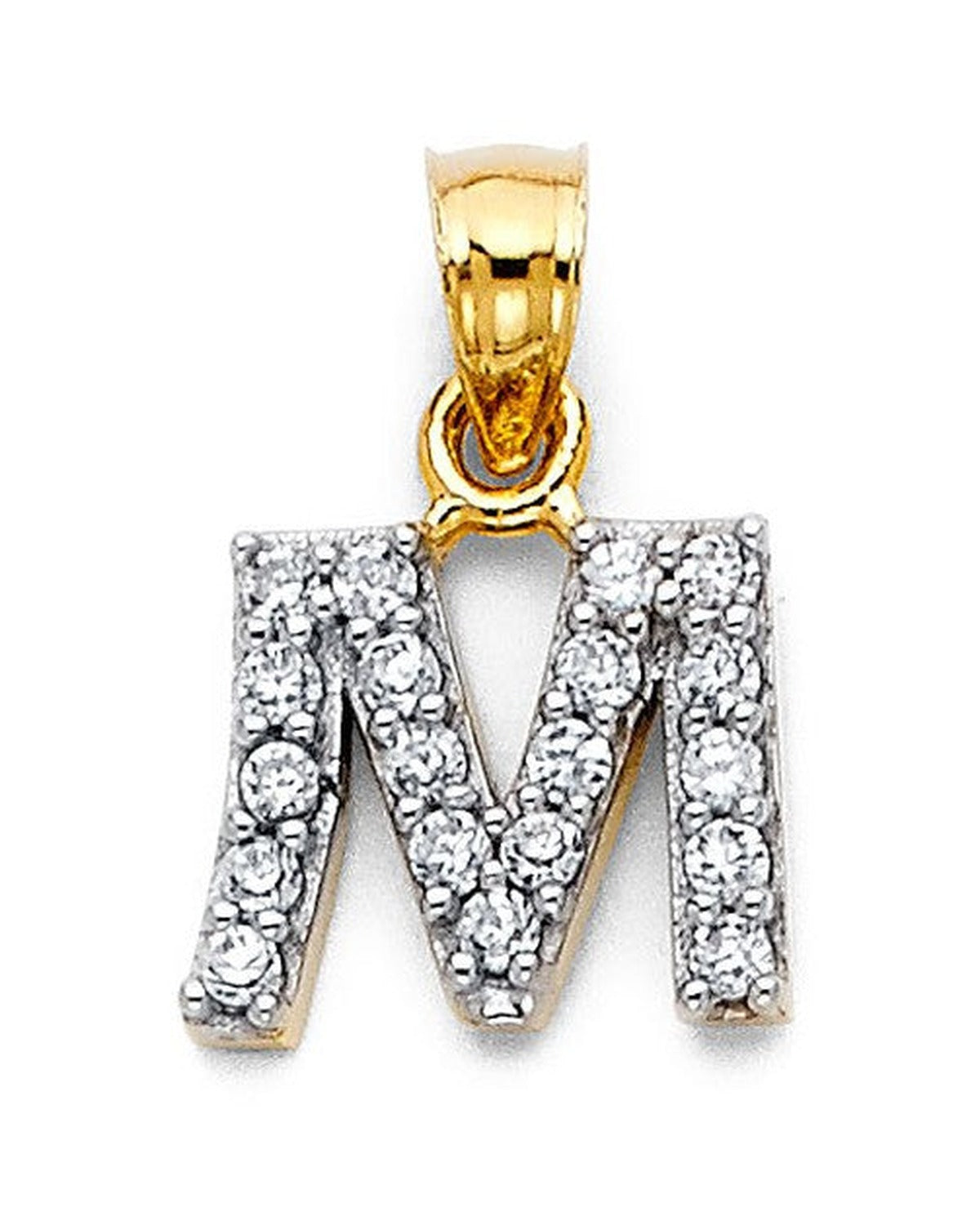 14K Yellow Gold 2T CZ Initial Pendant (PT-2123)