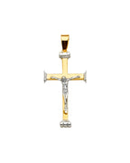 14K Two-Tone Gold Crucifix Cross Pendant (PT-2161)