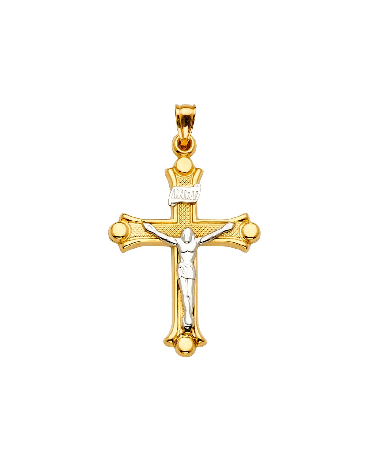14K Two-Tone Gold Crucifix Cross Pendant (PT-2163)