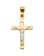 14K Two-Tone Gold Crucifix Cross Pendant (PT-2173)