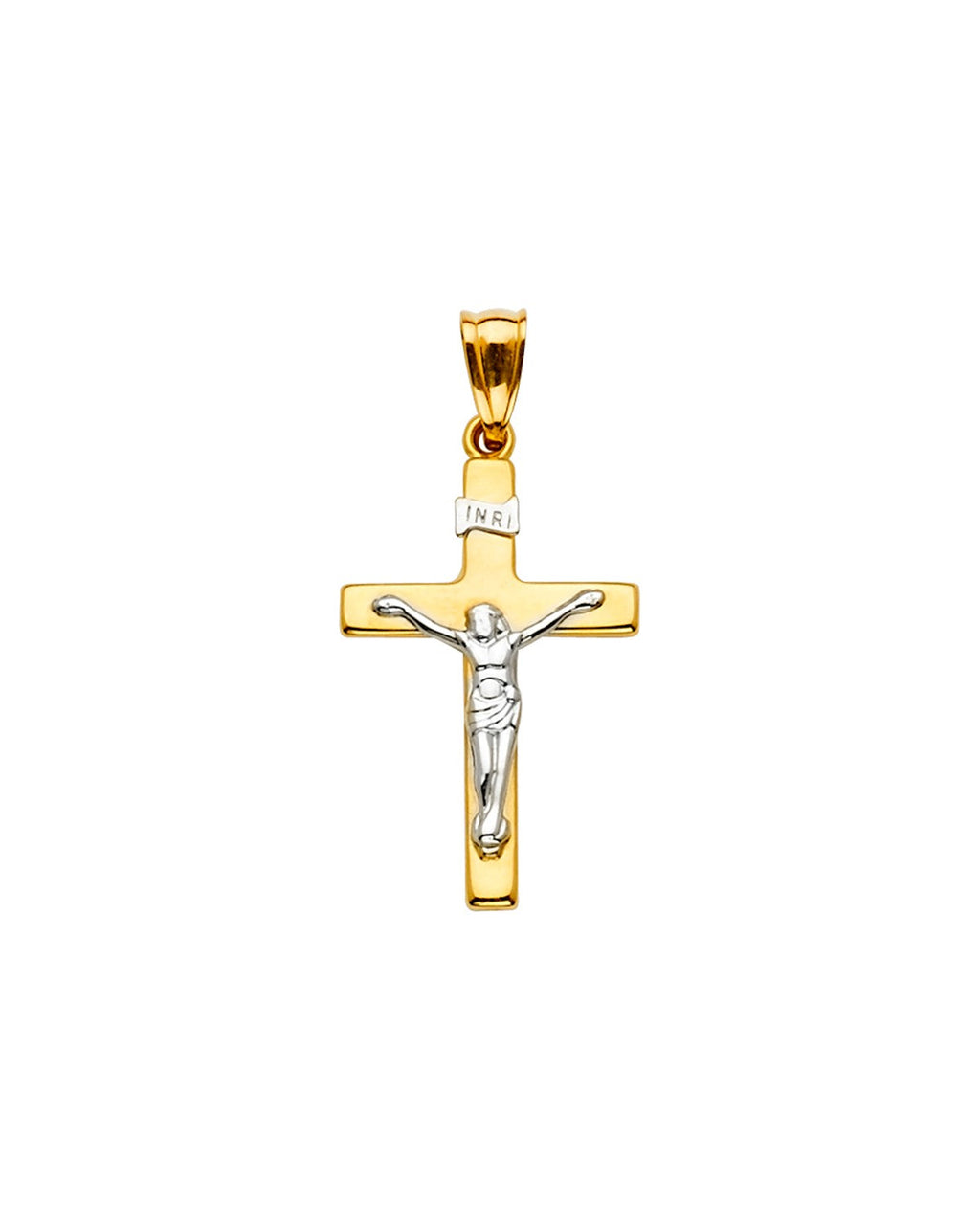 14K Two-Tone Gold Crucifix Cross Pendant (PT-2173)