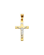 14K Two-Tone Gold Crucifix Cross Pendant (PT-2173)