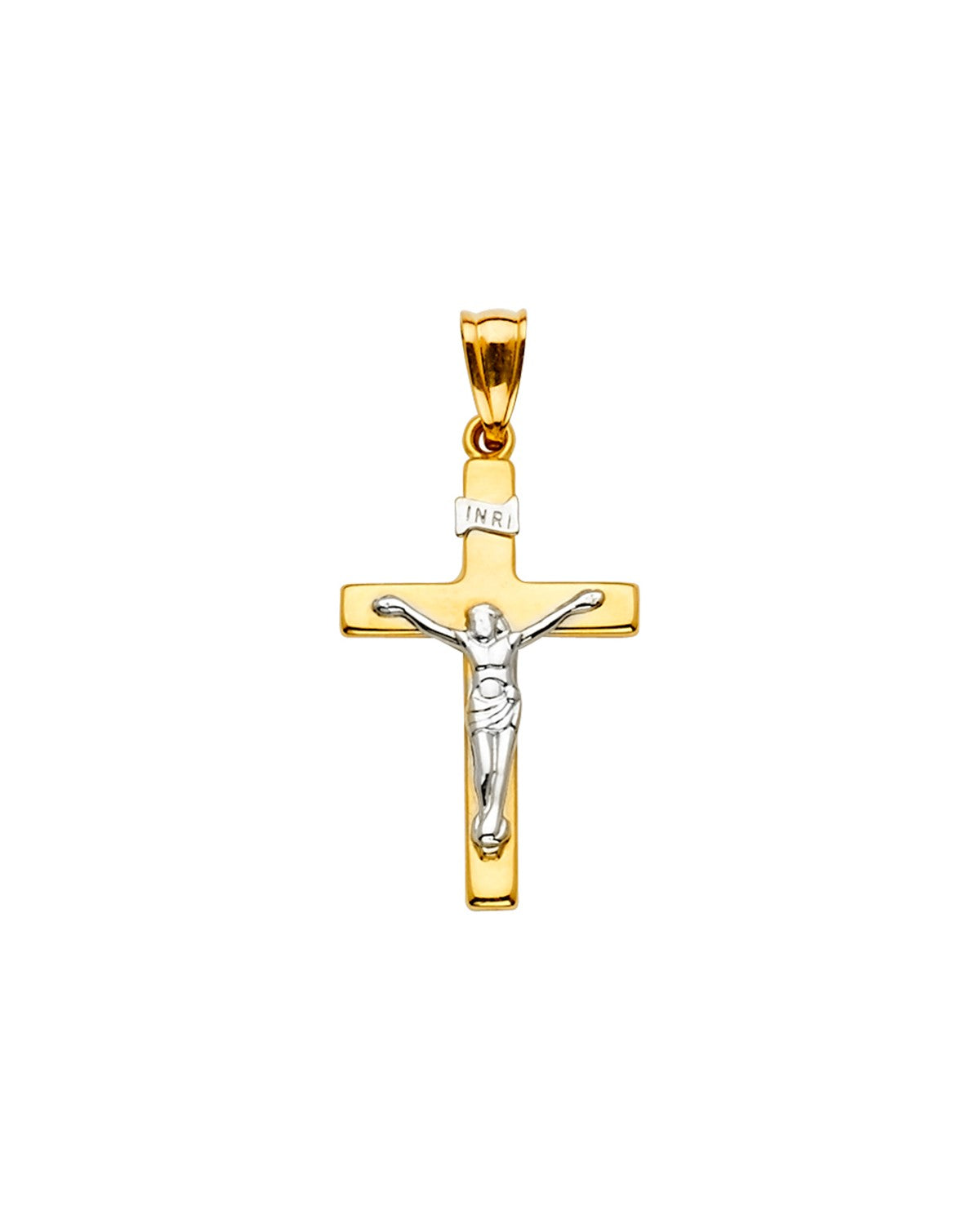 14K Two-Tone Gold Crucifix Cross Pendant (PT-2173)