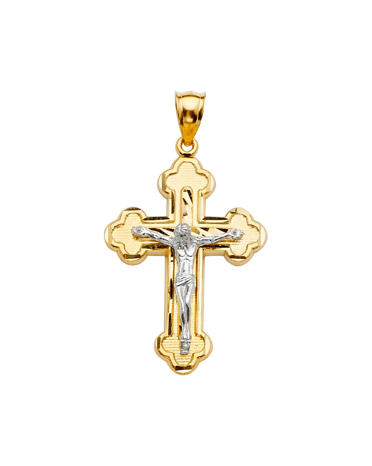 14K Two-Tone Gold Crucifix Cross Pendant (PT-2185)