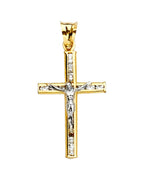 14K Two-Tone Gold CZ Crucifix Cross Pendant (PT-2198)