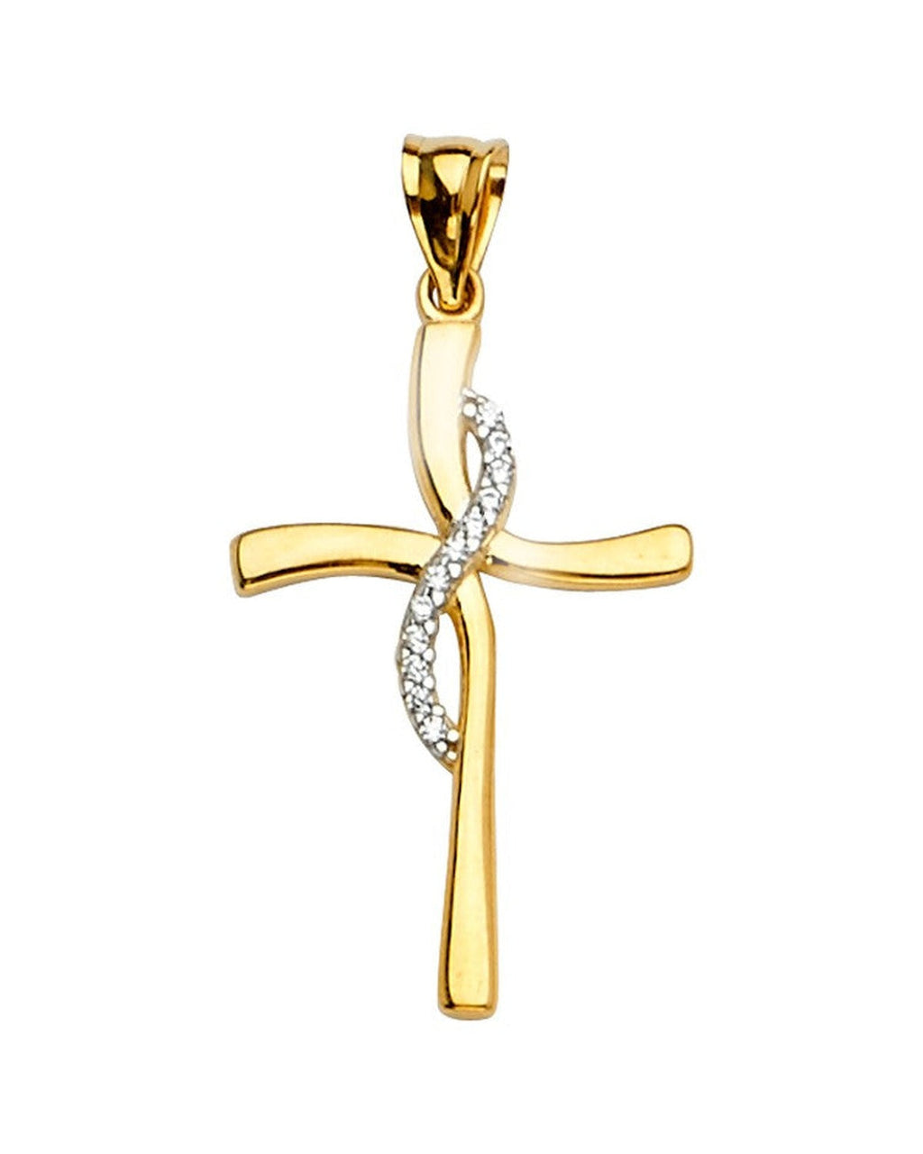 14K Two-Tone Gold Cross Pendant (PT-2215)