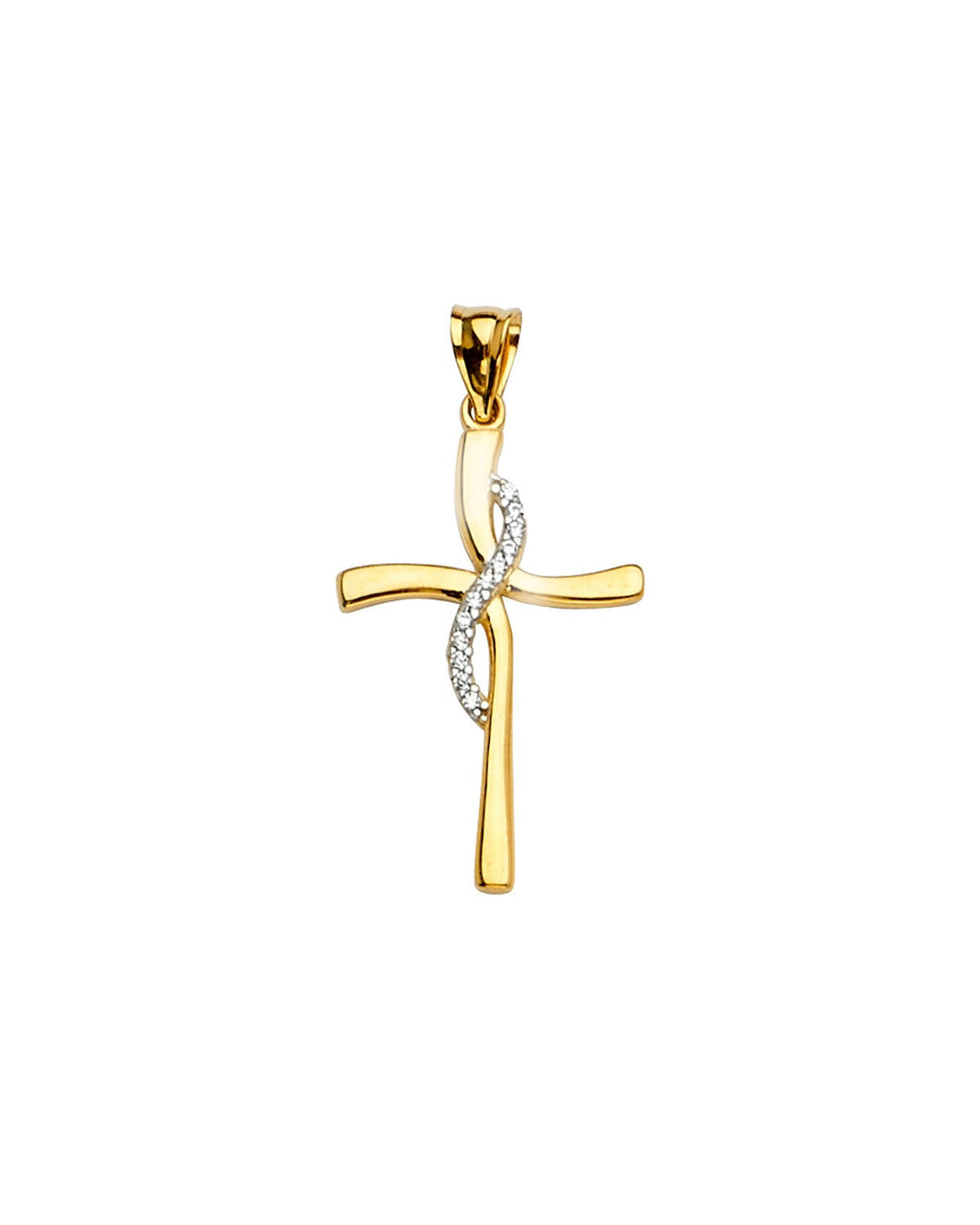 14K Two-Tone Gold Cross Pendant (PT-2215)