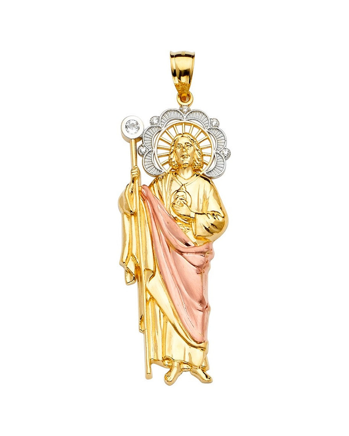 14K Tri-Color Gold 3C San Judas Pendant (PT-2242)