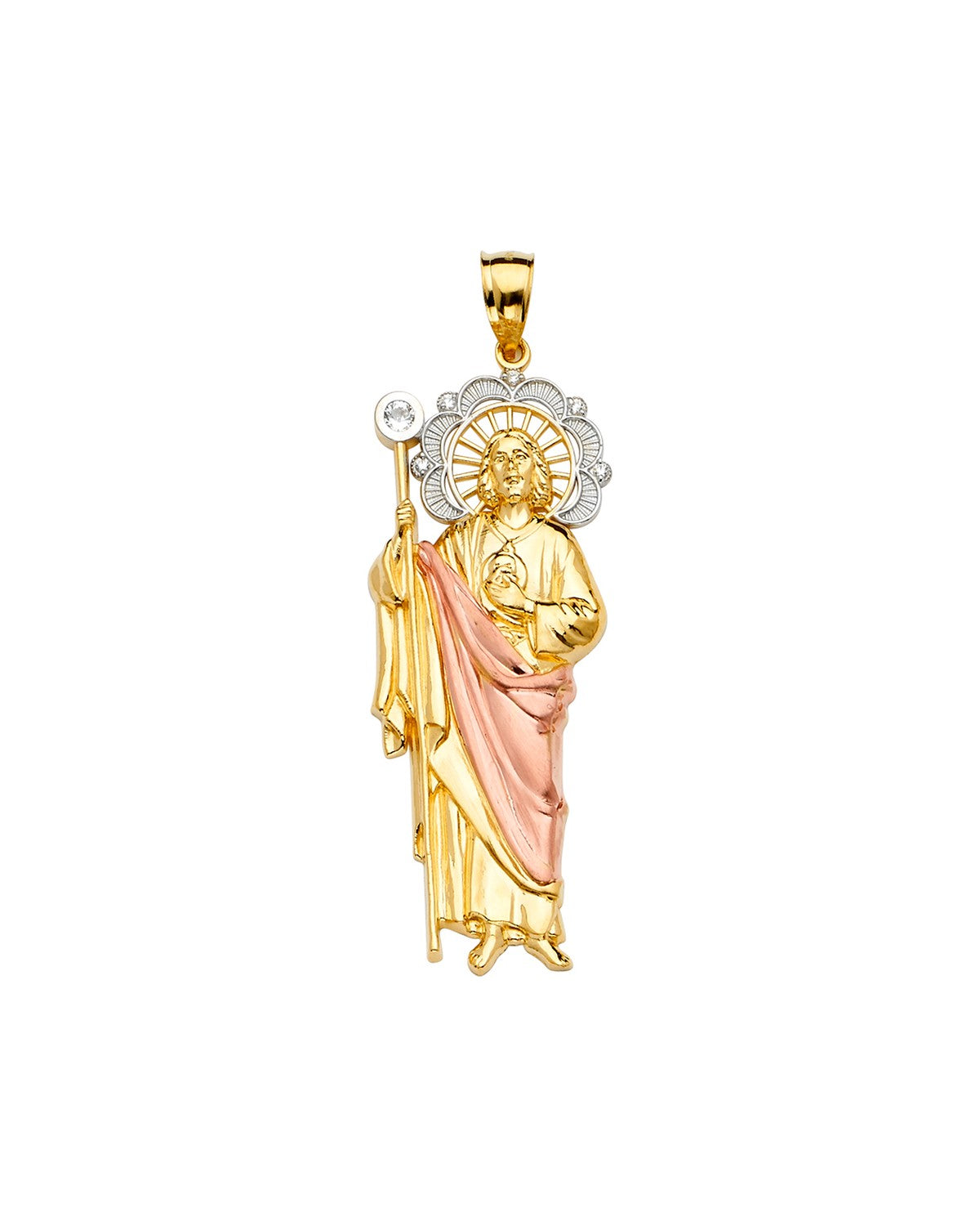 14K Tri-Color Gold 3C San Judas Pendant (PT-2242)