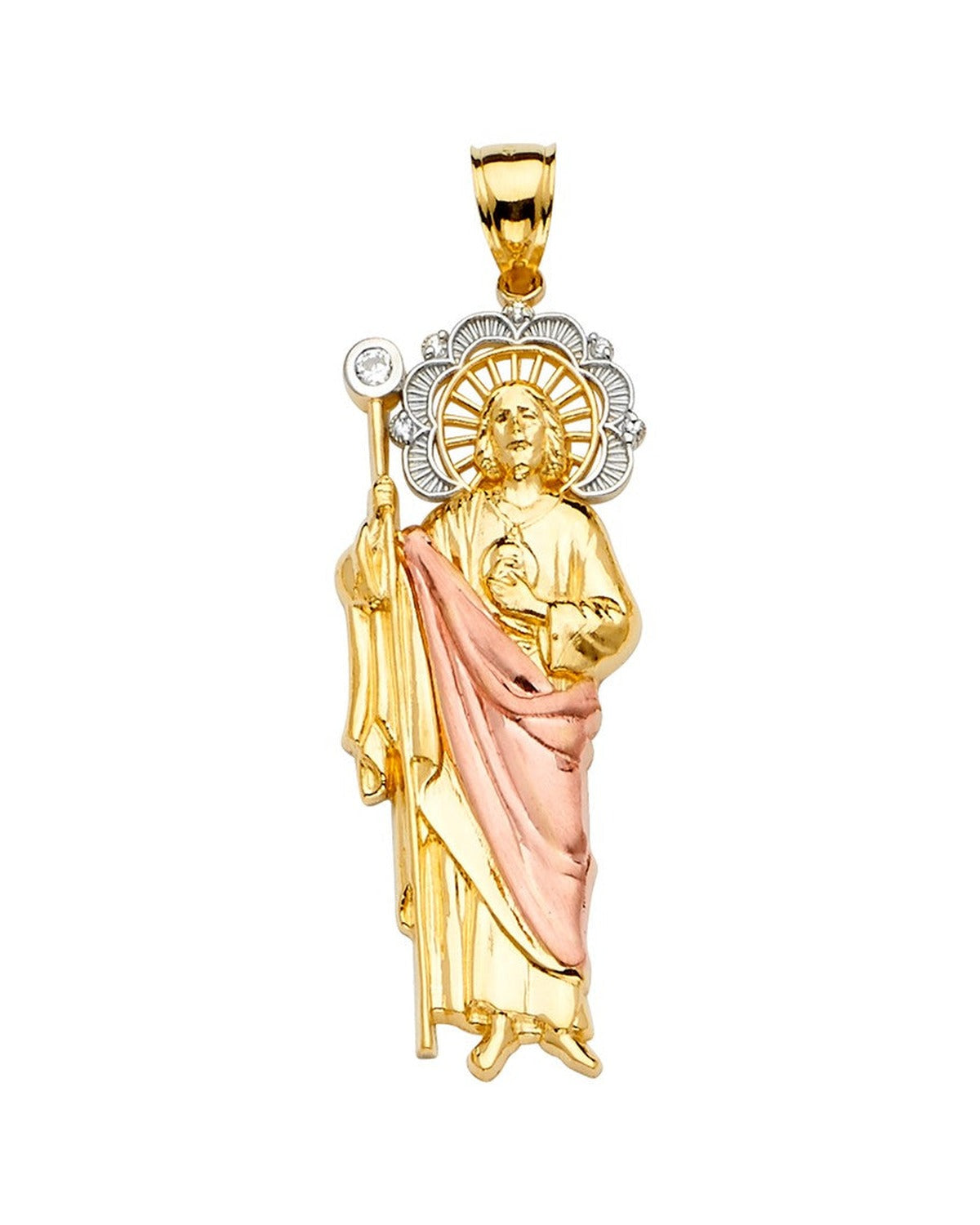 14K Tri-Color Gold 3C San Judas Pendant (PT-2243)