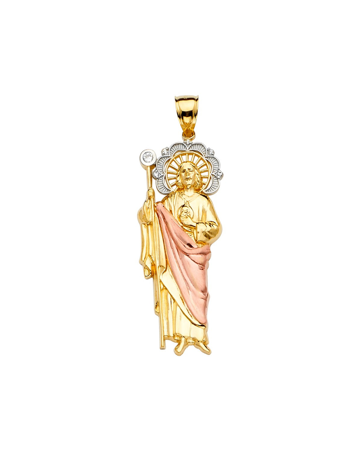 14K Tri-Color Gold 3C San Judas Pendant (PT-2243)
