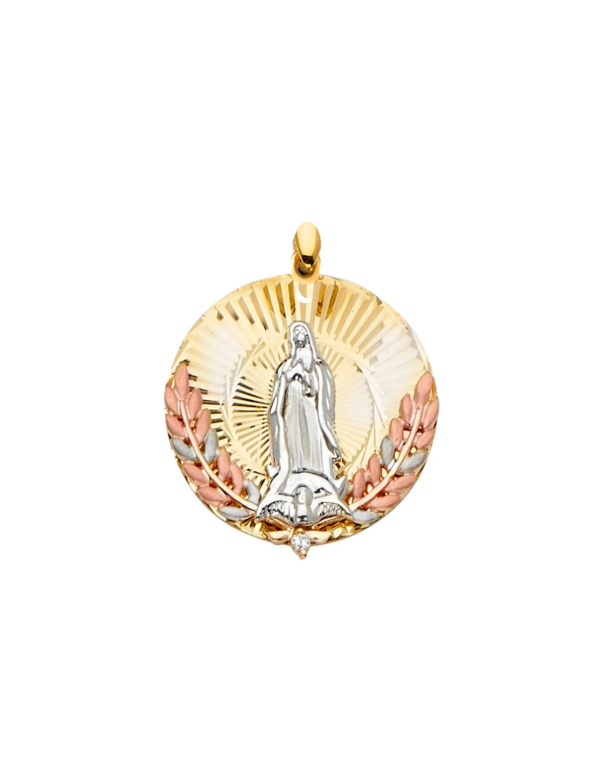 14K Tri-Color Gold 3C Guadalupe Medal Pendant (PT-2287)