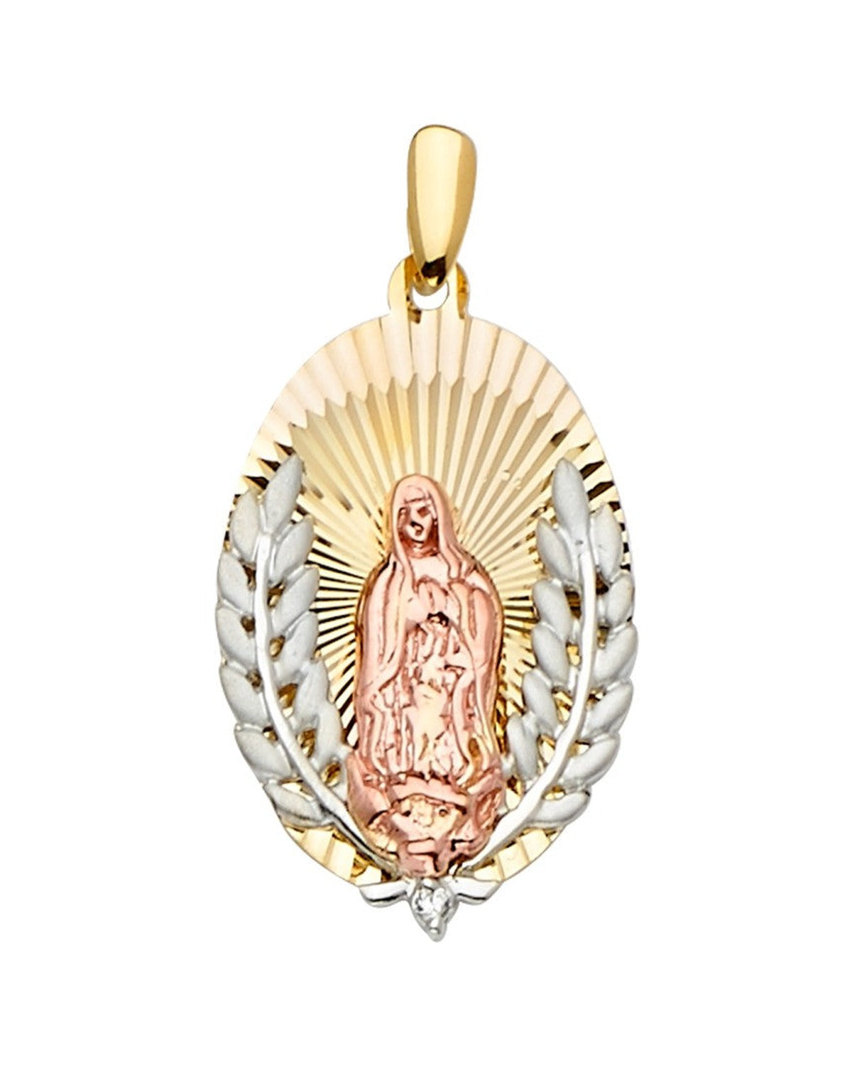 14K Tri-Color Gold 3C Guadalupe Medal Pendant (PT-2292)