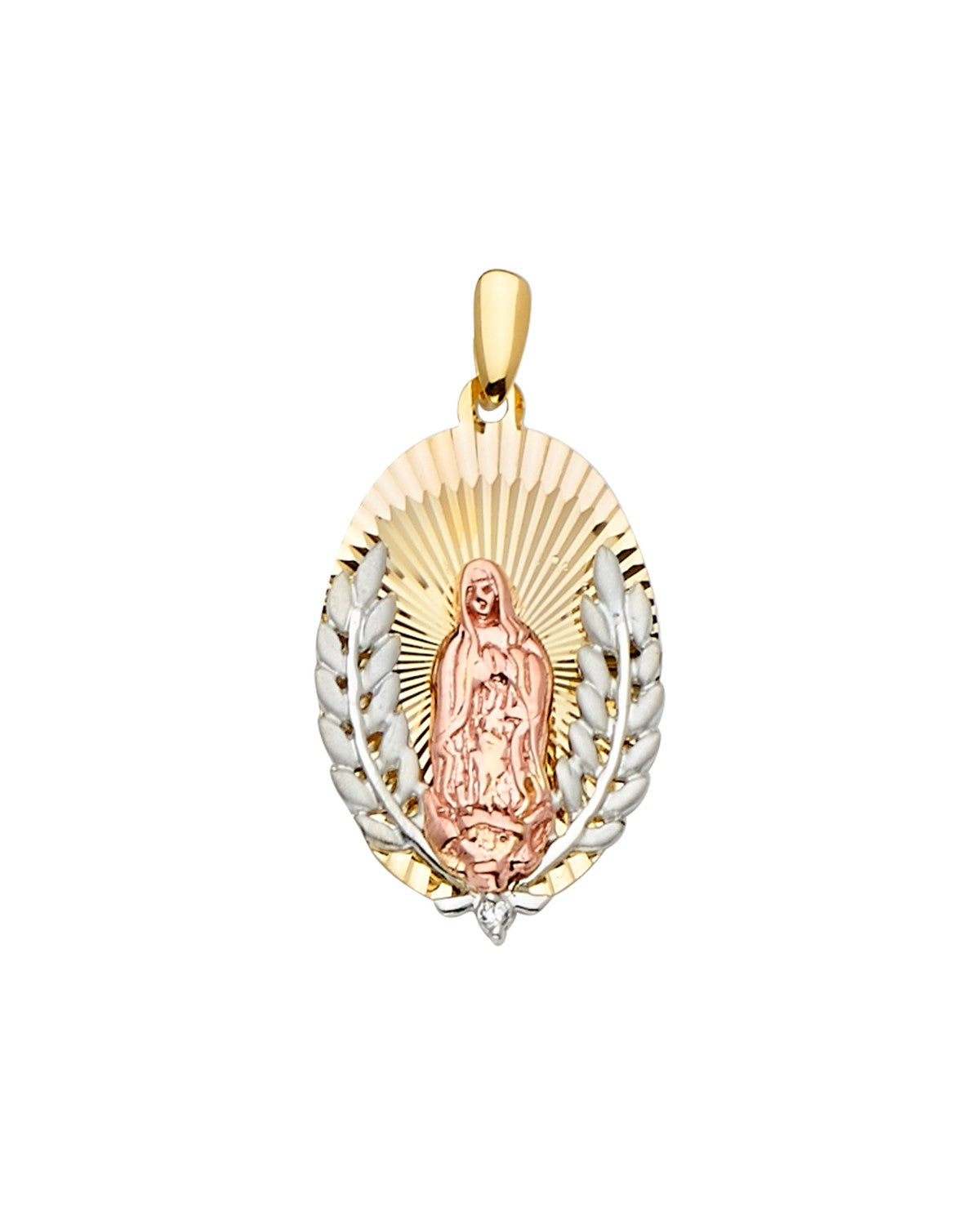 14K Tri-Color Gold 3C Guadalupe Medal Pendant (PT-2292)