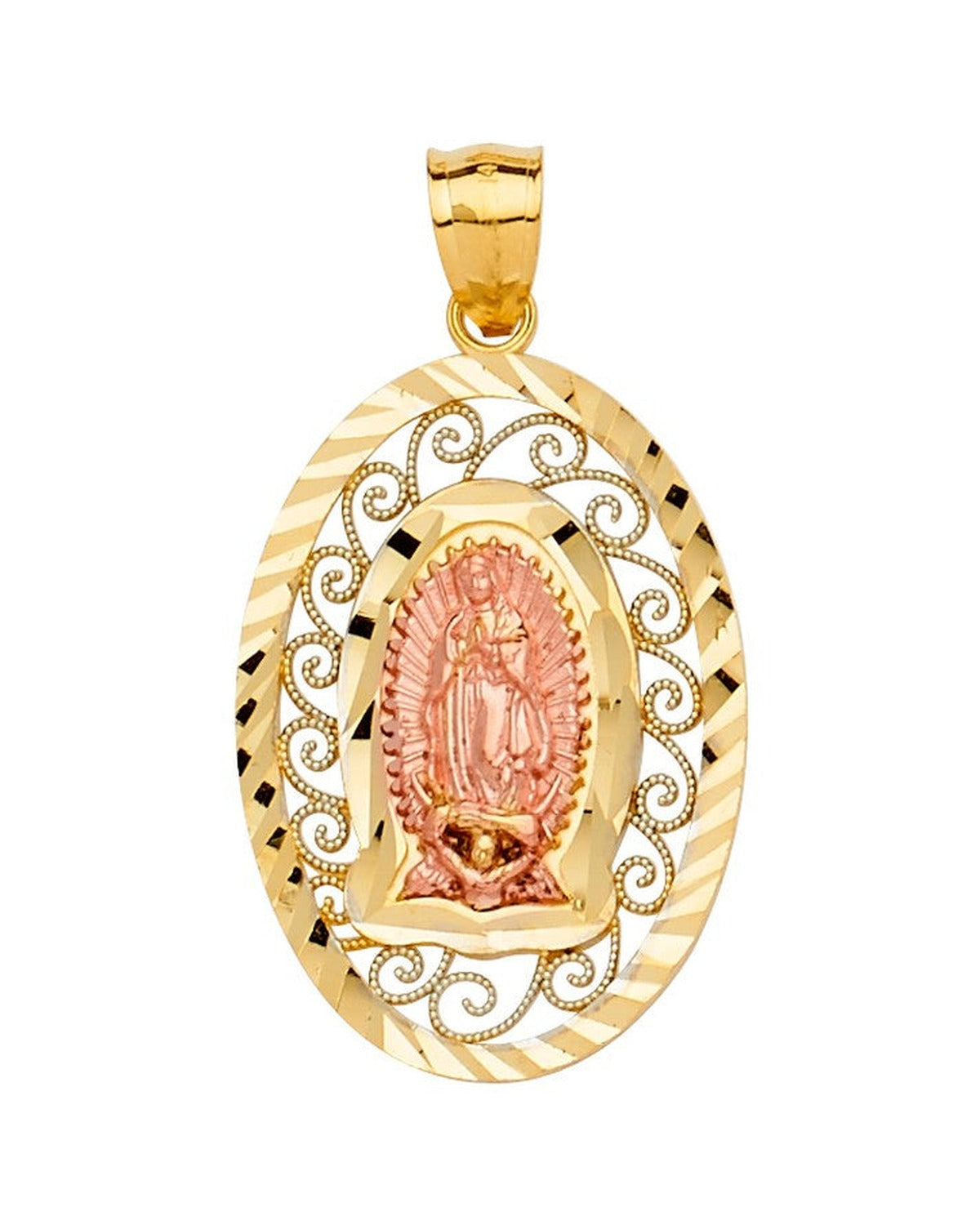 14K Tri-Color Gold 3C Guadalupe Pendant (PT-2312)