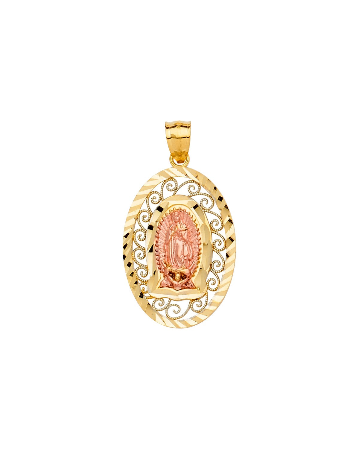 14K Tri-Color Gold 3C Guadalupe Pendant (PT-2312)
