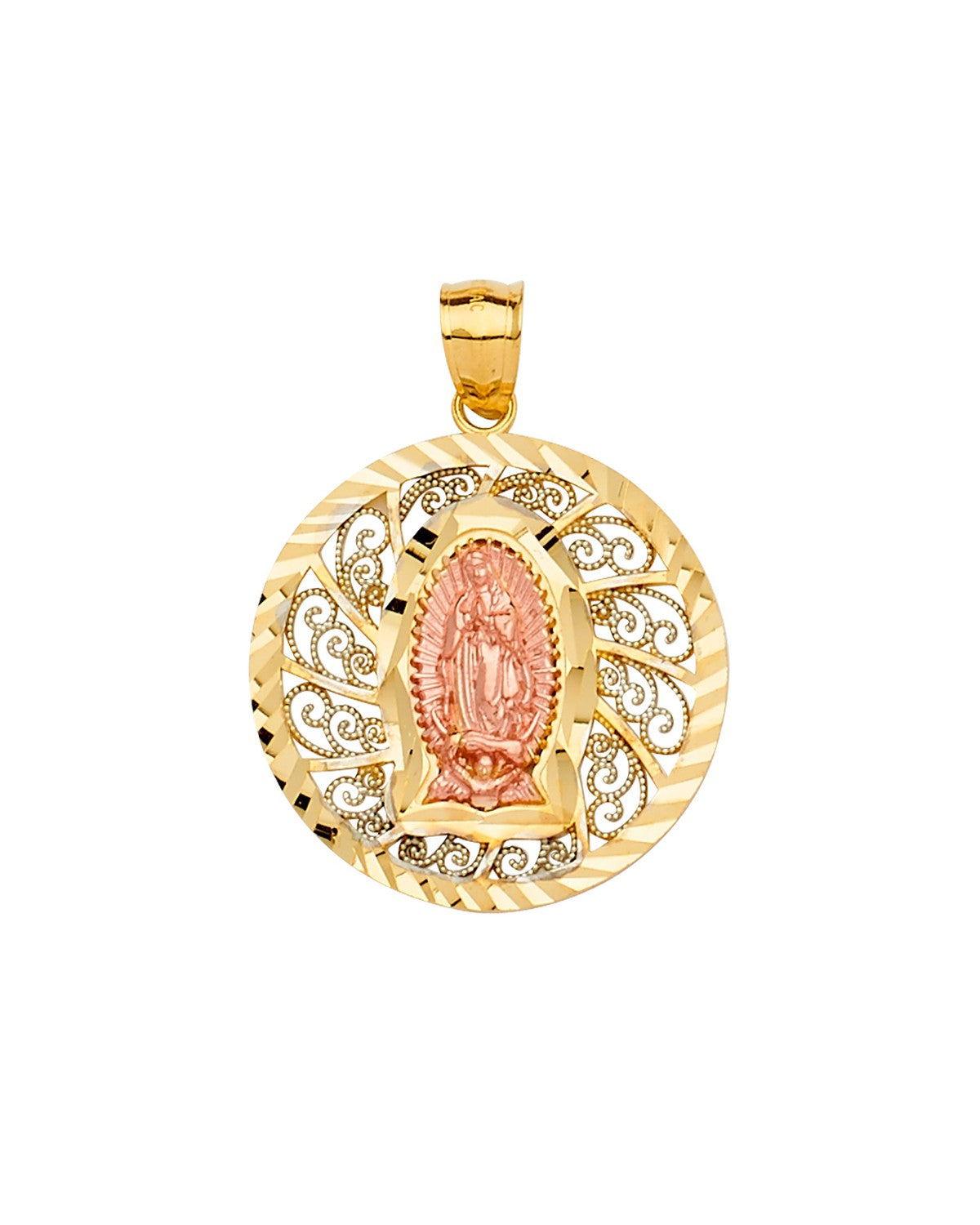 14K Tri-Color Gold 3C Guadalupe Pendant (PT-2313)