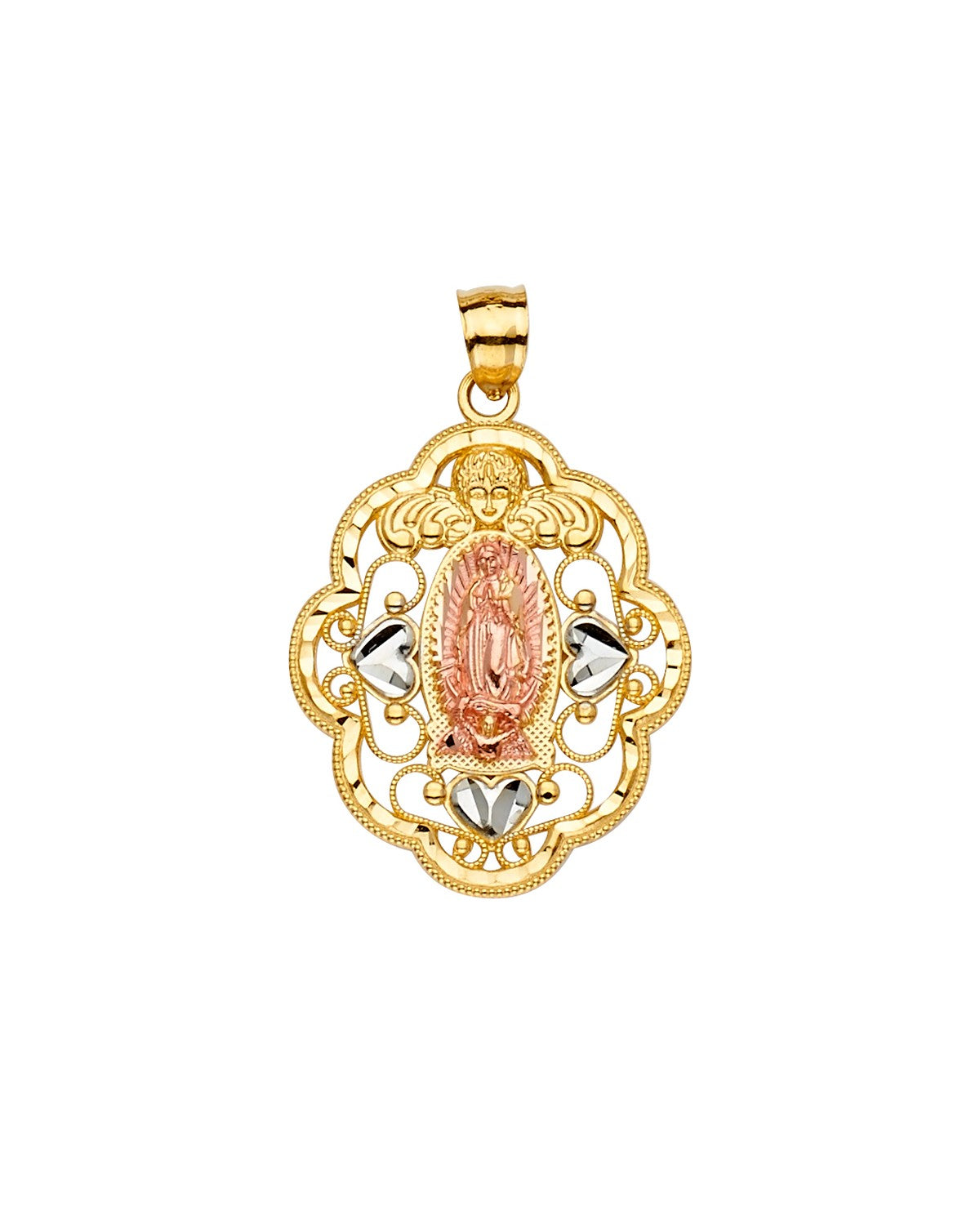 14K Tri-Color Gold 3C Guadalupe Pendant (PT-2315)