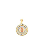 14K Tri-Color Gold 3C CZ Round Nuestra Boda Pendant with Guadalue (PT-2521)