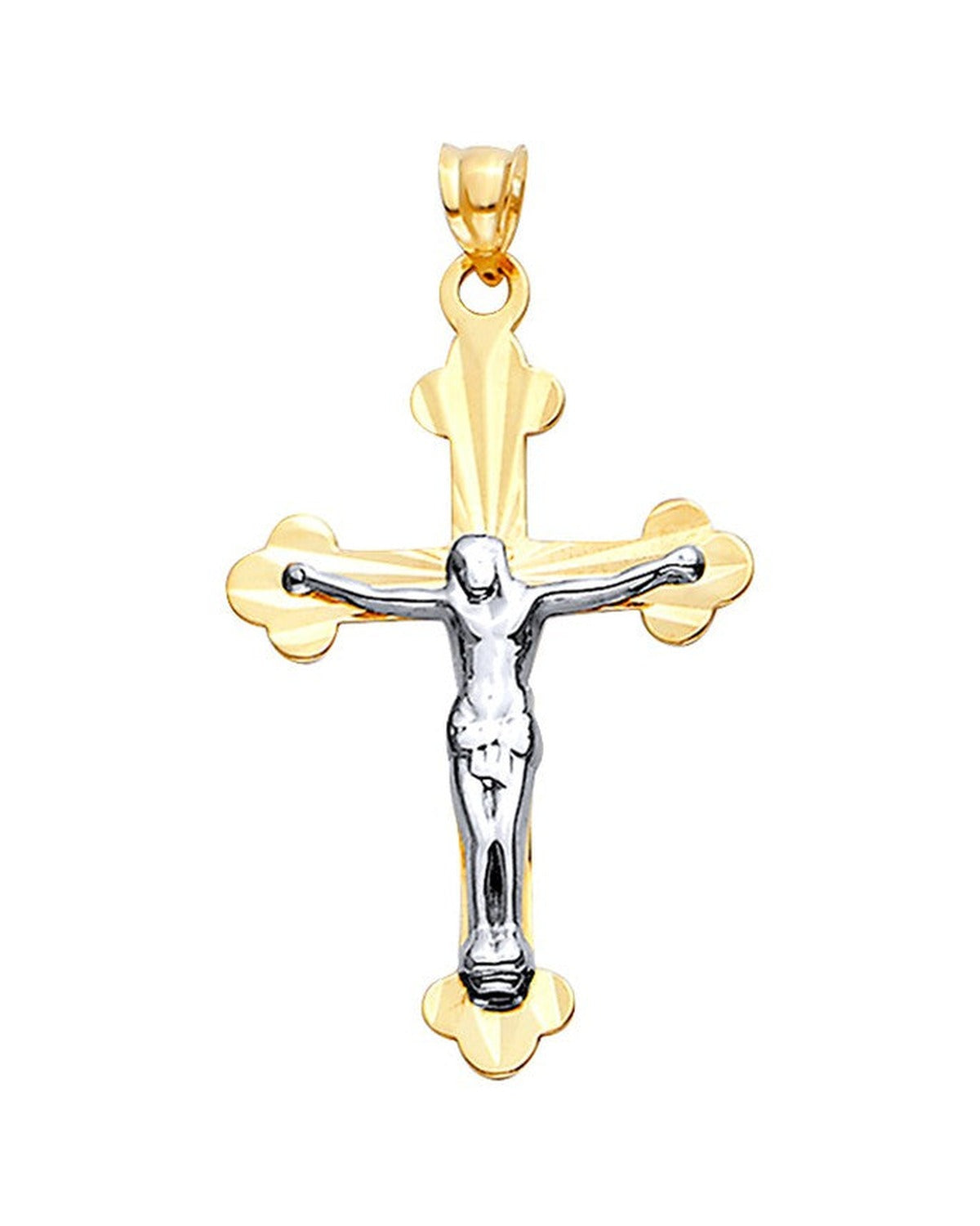 14K Two-Tone Gold 2T DC Cross with Jesus (PT-2529)