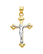 14K Two-Tone Gold 2T Hollow Cross with Jesus (PT-2530)