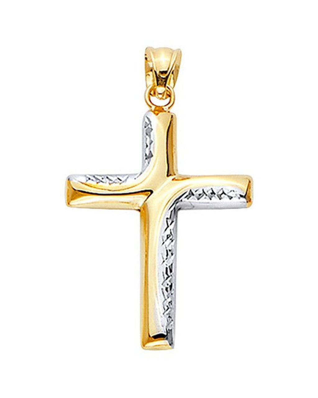 14K Two-Tone Gold 2T Hollow Fancy Cross (PT-2534)